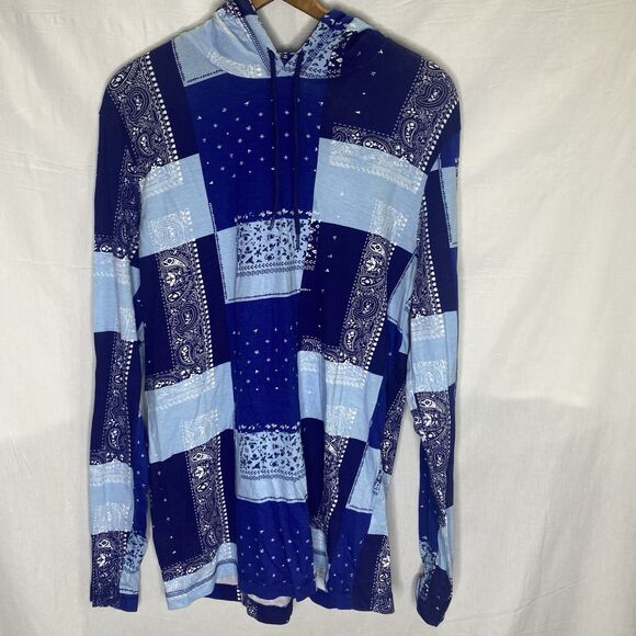 UNZIPPED Paisley Patchwork Pullover Long Sleeve Lightweight Cotton Womens M Blue - Picture 1 of 9